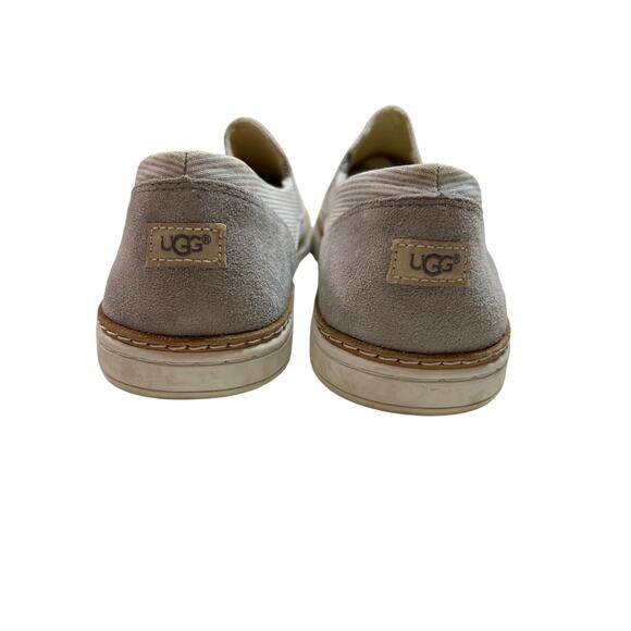UGG Slip Boat Shoe Women’s US 9 Gray Canvas & Suede Sneaker Sherpa Peppy Comfort - Picture 5 of 8